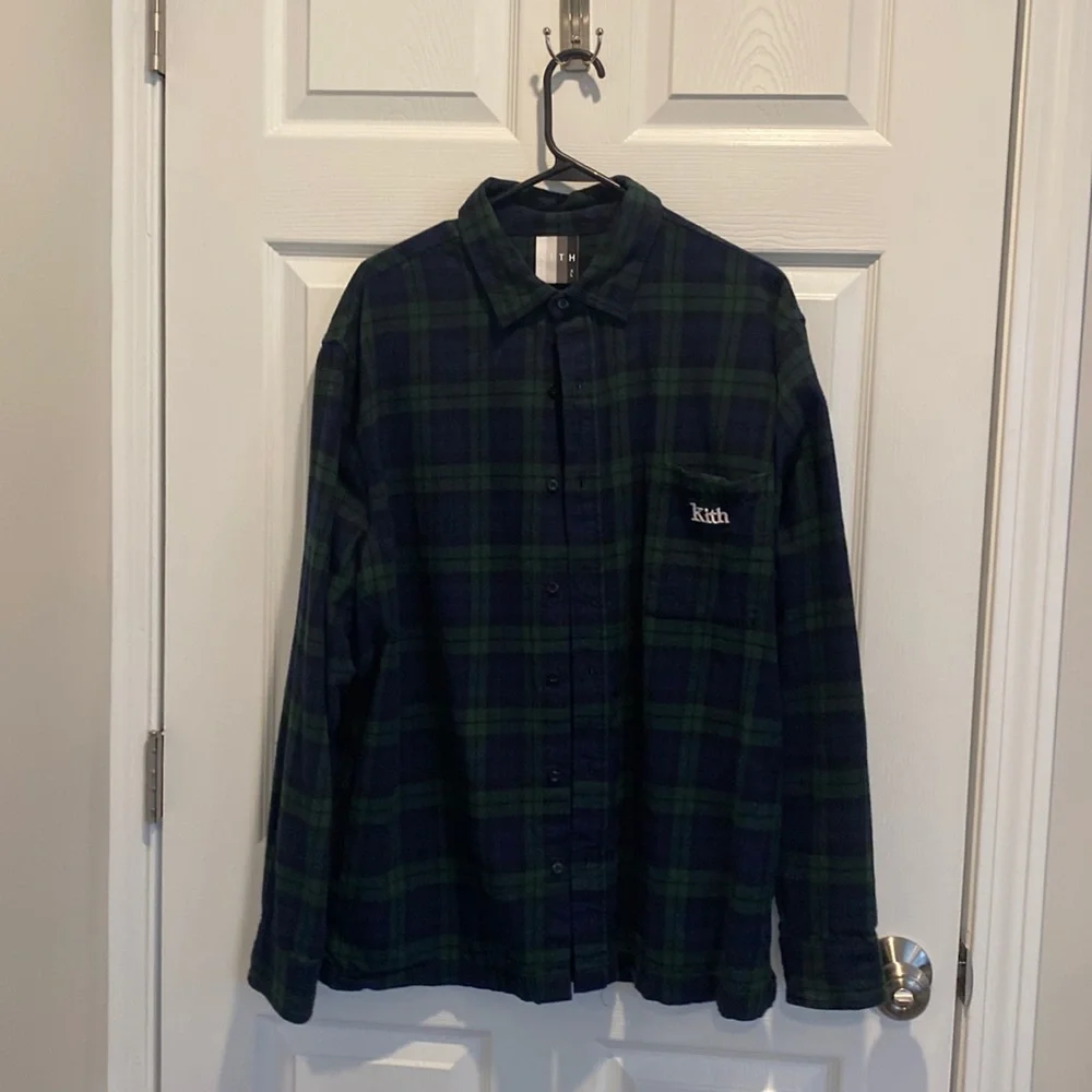 XL Kith Flannel Green/Blue Practically New - Picture 1 of 4